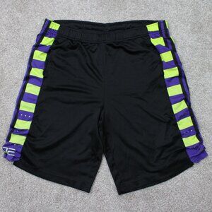 Nike Elite Shorts Mens Large Black/Purple/Yellow Dri-Fit Polyester w/ 10" inseam